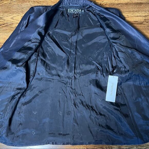 Escada Margaretha Ley Blazer Womens 42 Metallic Black Wool Lined Gold Button - Picture 9 of 10